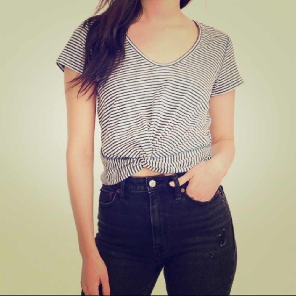 NWT Abercrombie Stripe Front Knot Tee XL